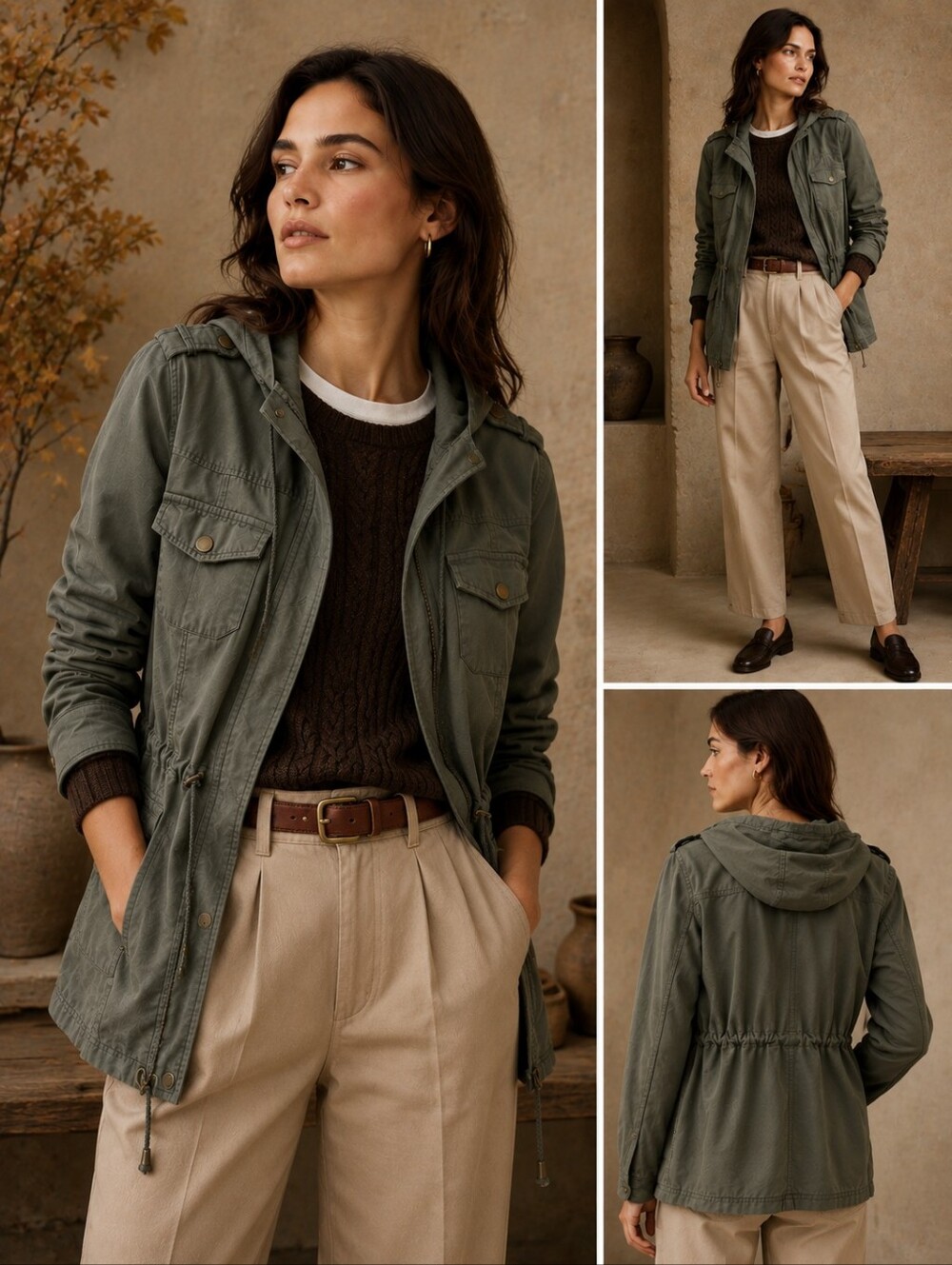 New Look Military Cargo Jacket-Olive